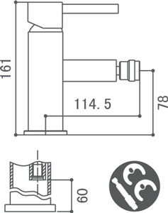 Medidas Grifo monomando para bidé Borrás AMS9202C