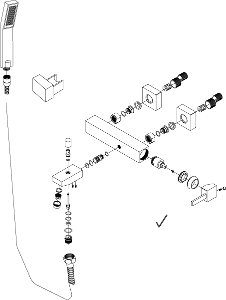 Despiece Grifo monomando para baño/ducha Borrás AMS9203C Despiece Grifo monomando para baño/ducha Borrás AMS9203C