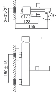 Medidas Grifo monomando para baño/ducha Borrás AMS9203C