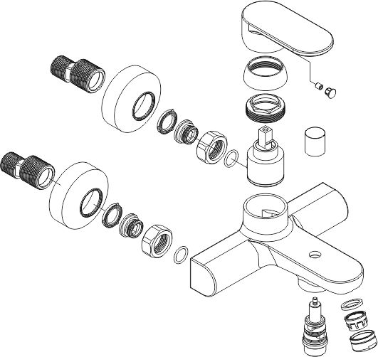 Despiece Grifo monomando para baño/ducha Borrás ATL1263C Despiece Grifo monomando para baño/ducha Borrás ATL1263C