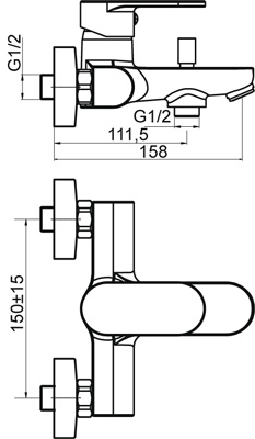 Medidas Grifo monomando para baño/ducha Borrás ATL1263C Medidas Grifo monomando para baño/ducha Borrás ATL1263C