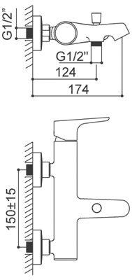 Medidas Grifo monomando para ba&ntilde;o/ducha Borr&aacute;s BCN0863C