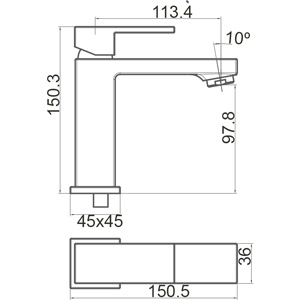 Medidas Grifo monomando para lavabo Borr&aacute;s CAT1711C