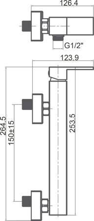 Medidas Grifo monomando para ducha Borrás CAT1714C Medidas Grifo monomando para ducha Borrás CAT1714C