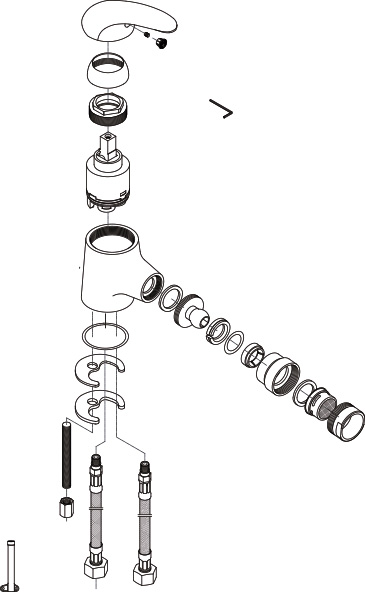 Despiece Grifo monomando para bidé Borrás Cmix 73039-C Despiece Grifo monomando para bidé Borrás Cmix 73039-C