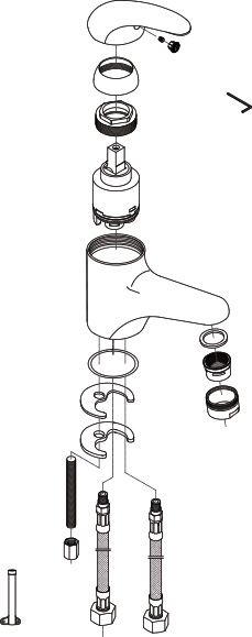 Despiece Grifo monomando para lavabo Borrás Cmix 73124-C Despiece Grifo monomando para lavabo Borrás Cmix 73124-C