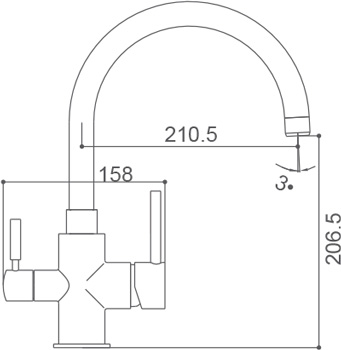 Medidas Grifo monomando para cocina Osmosis Borrás M2065C