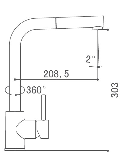 Medidas Grifo monomando extraible para cocina Borrás M2738C Medidas Grifo monomando extraible para cocina Borrás M2738C