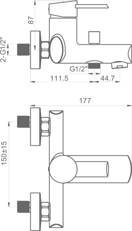 Medidas Grifo monomando para baño/ducha Borrás FRA1273C Medidas Grifo monomando para baño/ducha Borrás FRA1273C