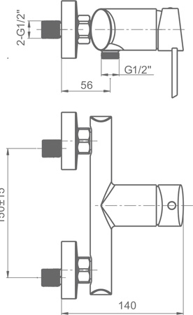 Medidas Grifo monomando para ducha Borrás FRA1274C
