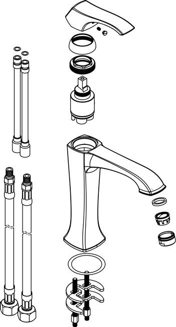 Despiece Grifo monomando para lavabo caño alto Borrás JED14612C Despiece Grifo monomando para lavabo caño alto Borrás JED14612C