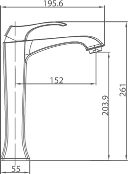 Medidas Grifo monomando para lavabo caño alto Borrás JED14612C Medidas Grifo monomando para lavabo caño alto Borrás JED14612C