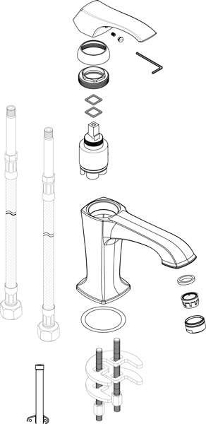 Despiece Grifo monomando para lavabo Borrás JED1461C Despiece Grifo monomando para lavabo Borrás JED1461C