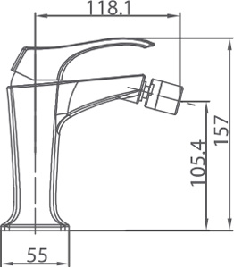 Medidas Grifo monomando para bidé Borrás JED1462C