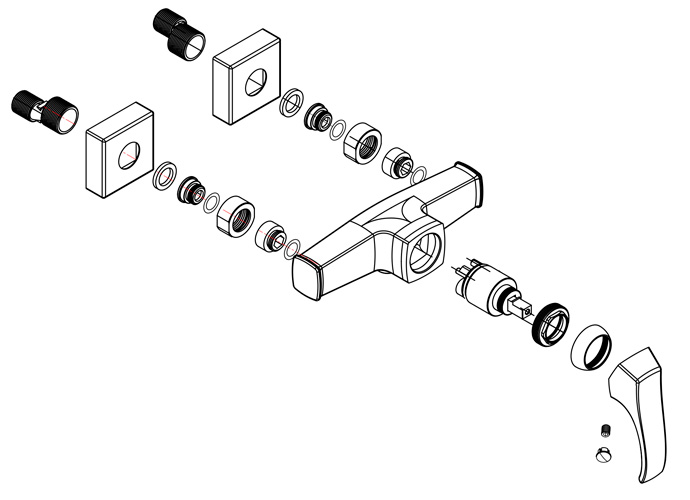 Despiece Grifo monomando para ducha Borrás JED1464C