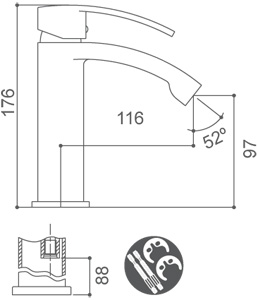 Grifo monomando para lavabo Borrás LXA0481C