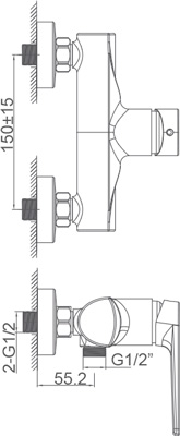 Medidas Grifo monomando para ducha Borrás NYK1754C Medidas Grifo monomando para ducha Borrás NYK1754C
