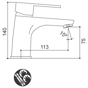 Medidas Grifo monomando para lavabo MAXI Borrás ORD02311C Medidas Grifo monomando para lavabo MAXI Borrás ORD02311C