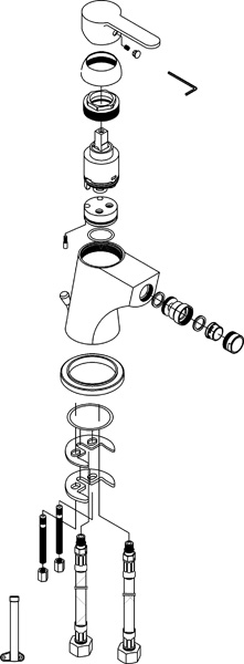 Despiece Grifo monomando para bidé Borrás ORD0232C Despiece Grifo monomando para bidé Borrás ORD0232C