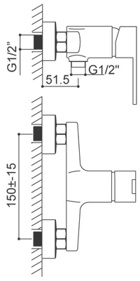 Medidas Grifo monomando para ducha Borrás ORD0234C