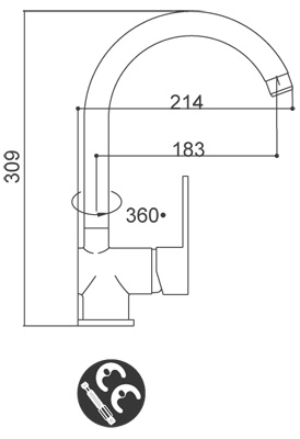 Medidas Grifo monomando para cocina Borrás ORD0235C