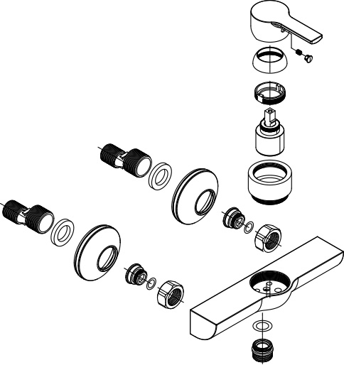 Despiece Grifo monomando para ducha Borrás ROM0564CB Despiece Grifo monomando para ducha Borrás ROM0564CB