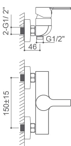 Medidas Grifo monomando para ducha Borrás ROM0564CB Medidas Grifo monomando para ducha Borrás ROM0564CB