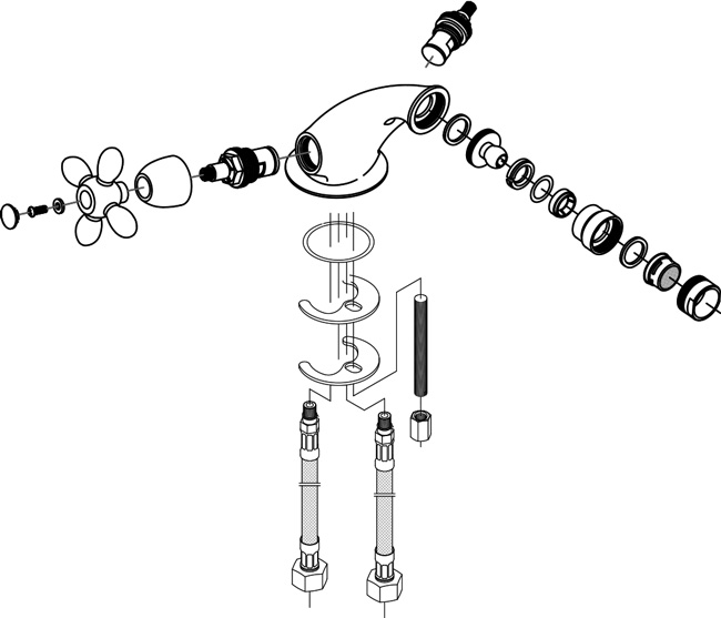 Despiece Grifo monobloc para bidé Borrás SAF6002C Despiece Grifo monobloc para bidé Borrás SAF6002C