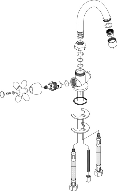 Despiece Grifo monobloc para cocina Borrás SAF6004C Despiece Grifo monobloc para cocina Borrás SAF6004C