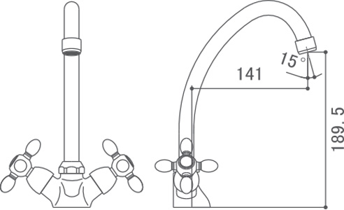 Medidas Grifo monobloc para cocina Borrás SAF6005C Medidas Grifo monofobloc para cocina Borrás SAF6005C