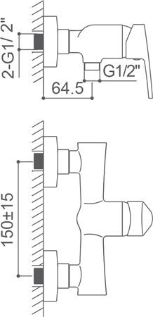 Medidas Grifo monomando para ducha Borrás SFC0554C Medidas Grifo monomando para ducha Borrás SFC0554C