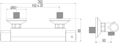 Medidas grifo monomando termostatico Borrás TC043C Medidas grifo monomando termostatico Borrás TC043C