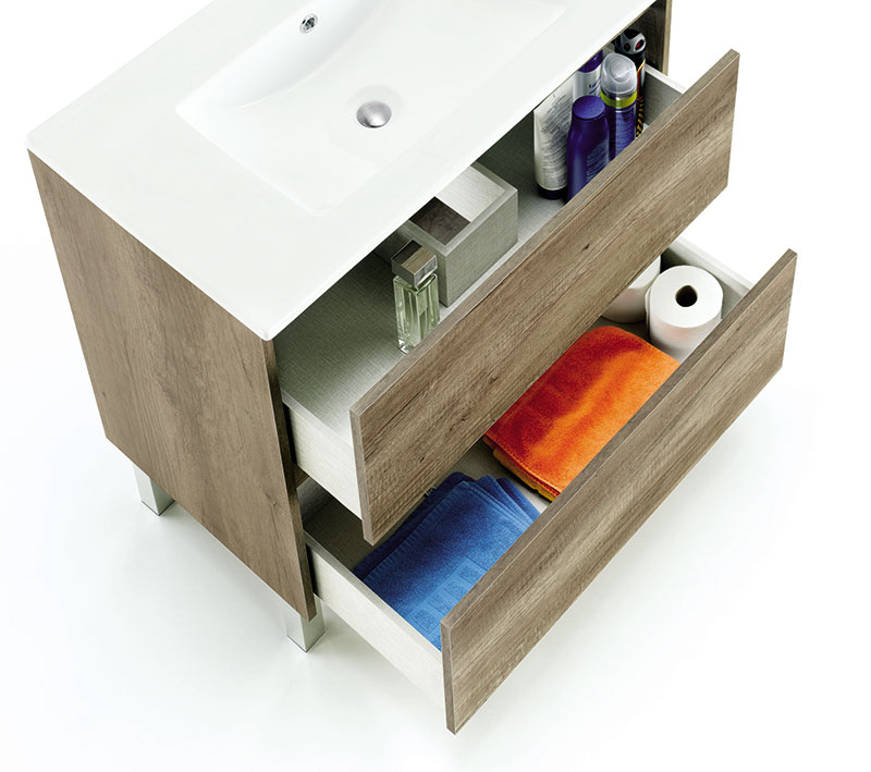 Mueble de baño 2 cajones + lavabo + Espejo - Arkitmobel Dakota 305040H