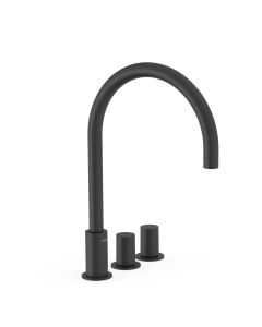 Grifo bimando de repisa para lavabo Tres Study Negro Mate