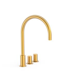 Grifo bimando de repisa para lavabo Tres Study Oro Mate 24K