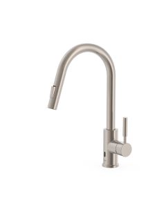 Grifo electrónico con caño extraíble y 2 funciones para cocina Tres Acero inoxidable