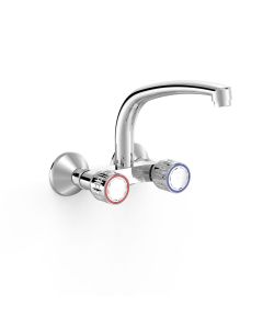 Grifo bimando mural para cocina Tres Cromo