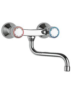 Grifo bimando mural para cocina Tres Cromo