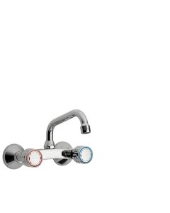Grifo bimando mural para cocina Tres Cromo