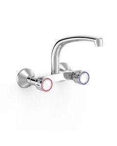 Grifo bimando mural para cocina Tres Cromo