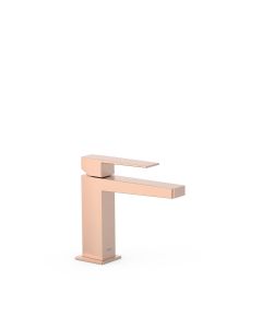 Grifo monomando para lavabo Tres Slim Oro Rosa Mate 24K