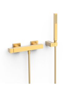 Grifo monomando mural para ducha Tres Slim Oro Mate 24K