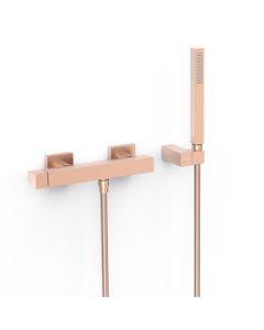Grifo monomando mural para ducha Tres Slim Oro Rosa Mate 24K