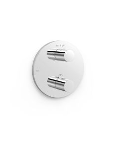 Pieza vista para caja empotrada de 2 vías Therm‑box Tres Flat Cromo