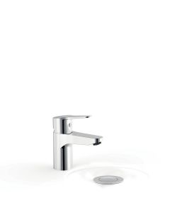Grifo monomando para lavabo con válvula desagüe Click‑clack Tres Base Cromo