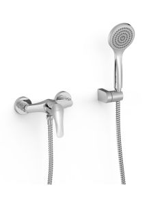 Grifo monomando mural para ducha Tres Base Plus Cromo