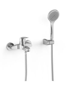 Grifo monomando mural para bañera y ducha Tres Base Plus Cromo