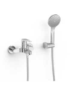 Grifo monomando mural para bañera y ducha Tres Flat Cromo