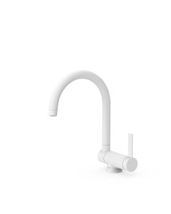 Grifo monomando con caño abatible para cocina Tres Blanco Mate