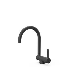 Grifo monomando con caño abatible para cocina Tres Negro Mate